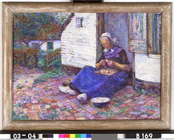 Aardappelschillende vrouw Oil Painting by Jo Koster