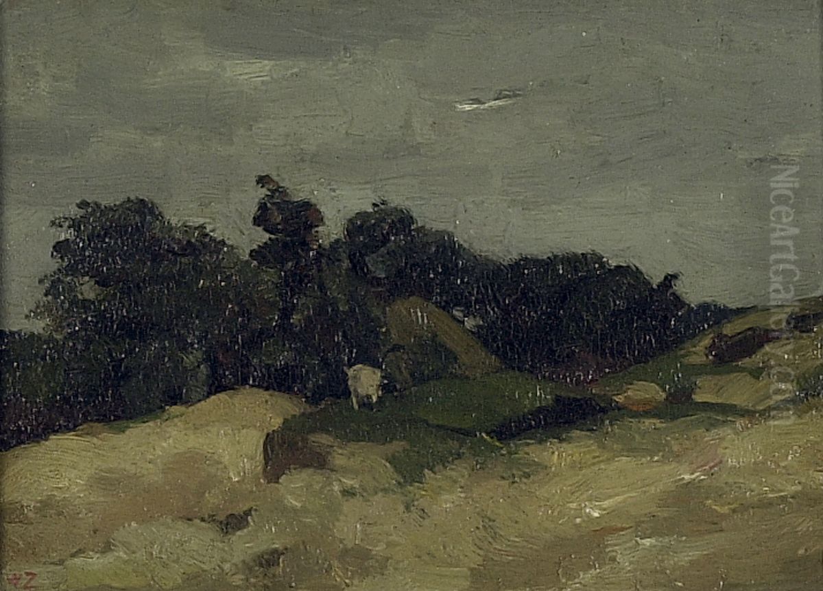 Dune landscape with a goat Oil Painting by Willem de Zwart