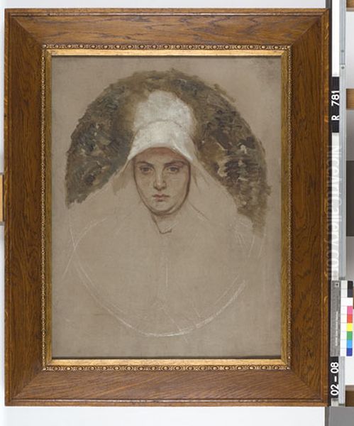 Portret van een vrouw Oil Painting by August Allebe
