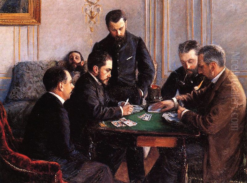 The Bezique Game Oil Painting by Gustave Caillebotte