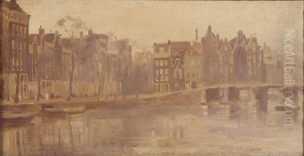 De Oude Waal bij de Bantammerstraat Oil Painting by Willem Witsen