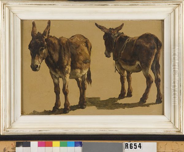 Studie van twee ezels Oil Painting by Johannes-Hubertus-Leonardus de Haas