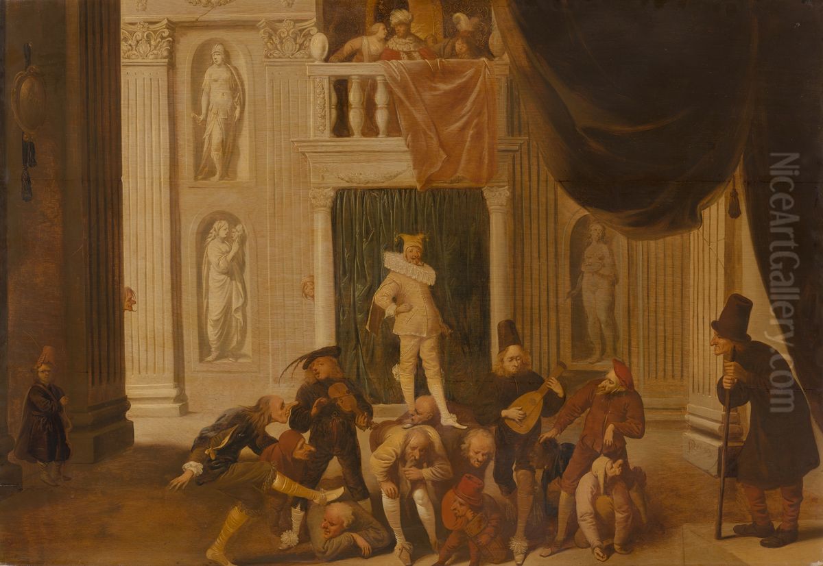 Brutus Playing the Fool before King Tarquinius Oil Painting by Pieter Quast