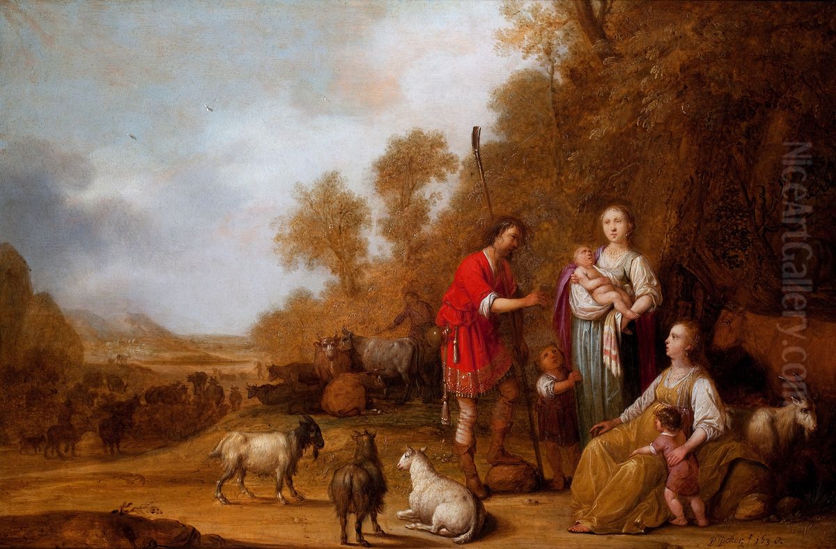 Jacob Urging Leah and Rachel to Flee from Laban Oil Painting by Pieter Symonsz Potter