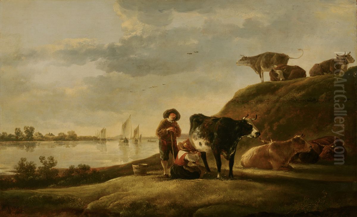 Cattle by a River Oil Painting by Aelbert Cuyp