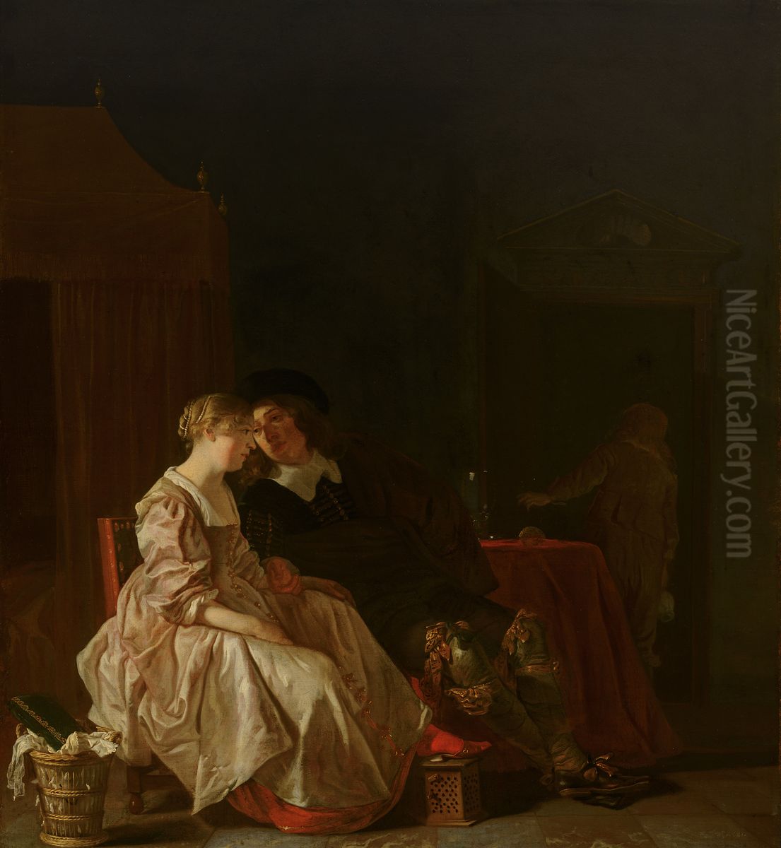 Amorous Couple Oil Painting by Jacob van Loo