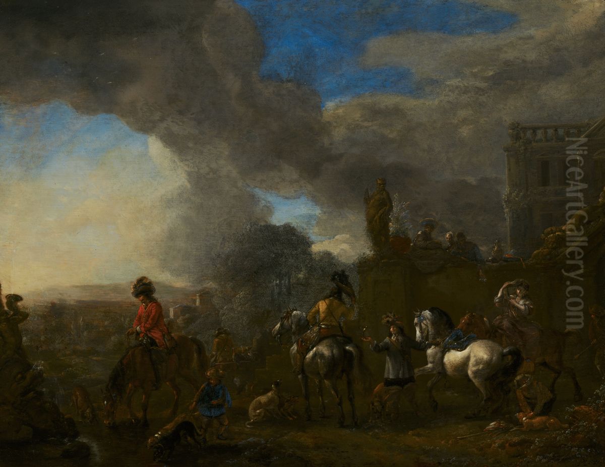 Hawking Oil Painting by Philips Wouwerman