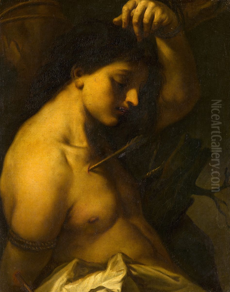 St Sebastian Oil Painting by Simone Pignoni