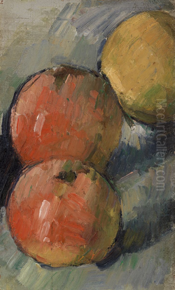 Three Apples (Deux pommes et demie) Oil Painting by Paul Cezanne
