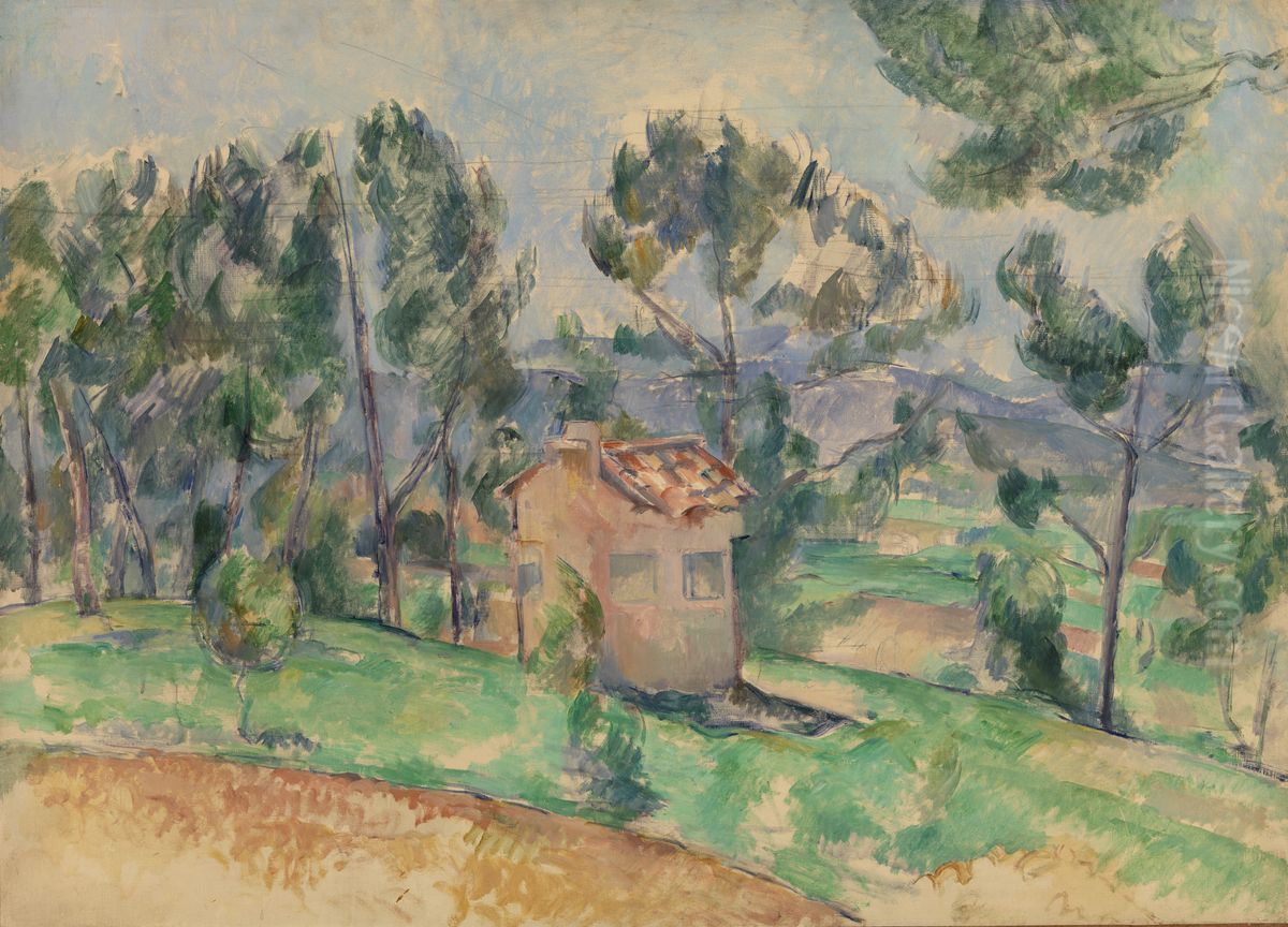 Hunting Cabin in Provence (Cabane de chasse en Provence) Oil Painting by Paul Cezanne