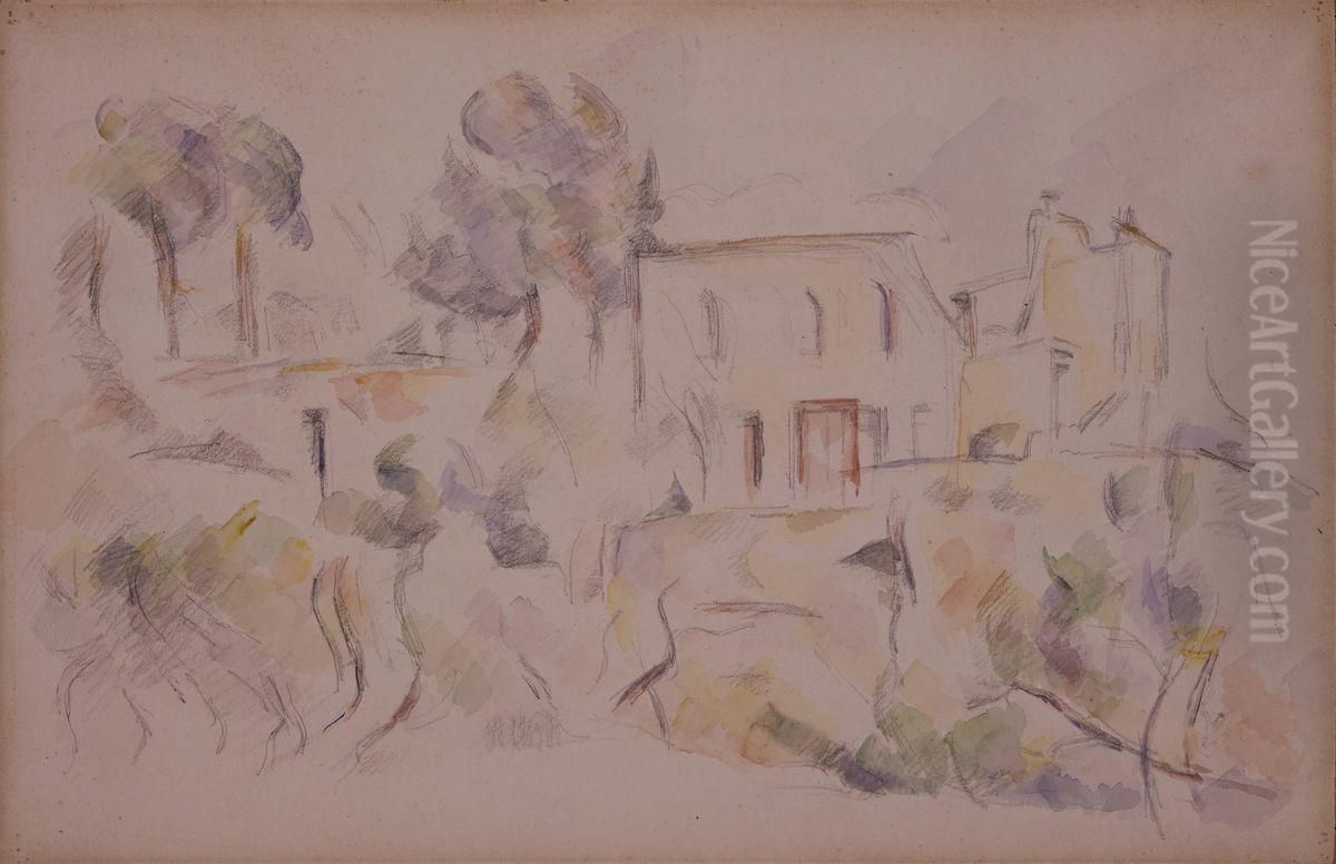 The Coach House (La Remise a Chateau Noir) Oil Painting by Paul Cezanne