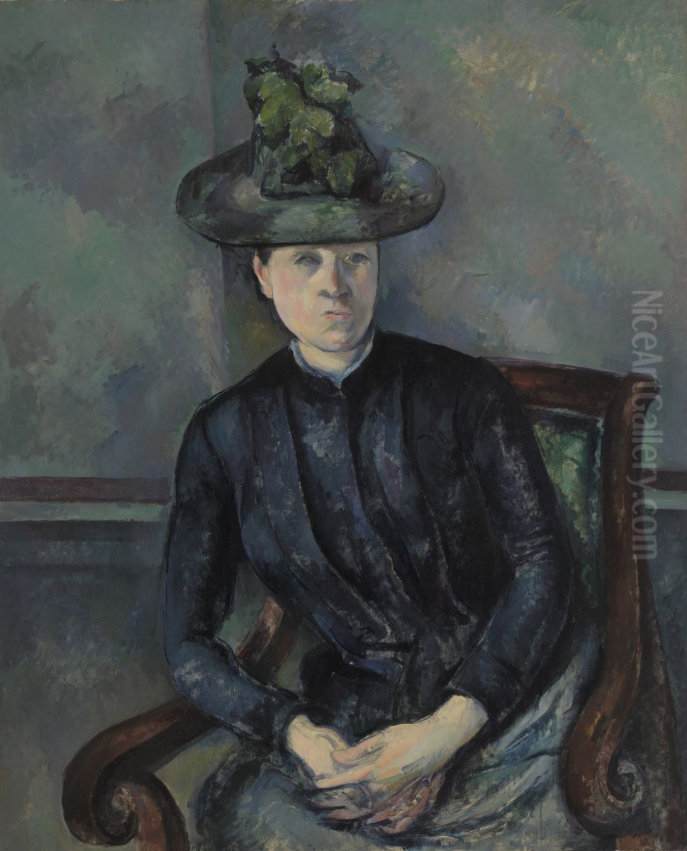 Madame Cezanne with Green Hat (Madame Cezanne au chapeau vert) Oil Painting by Paul Cezanne