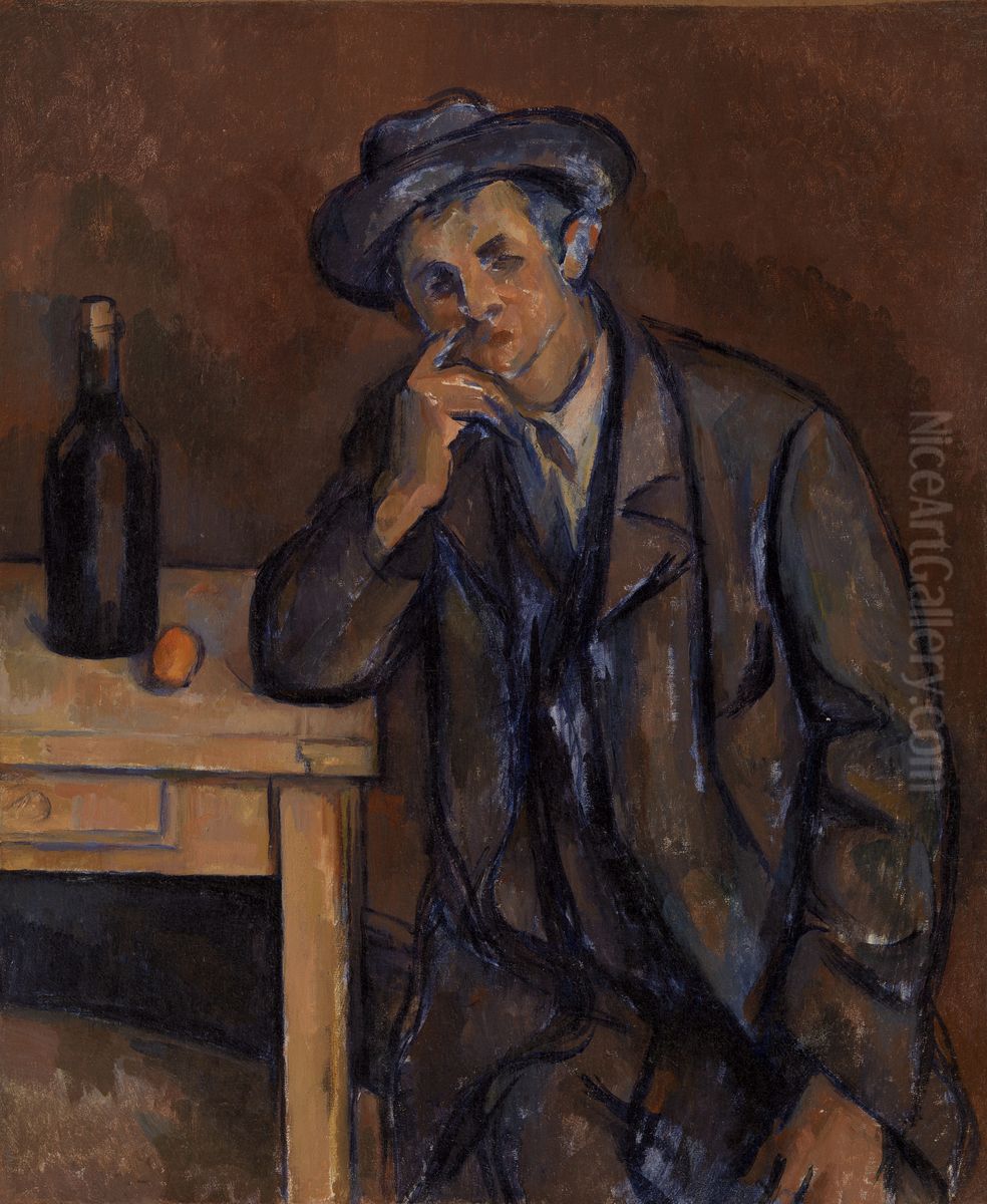 The Drinker (Le Buveur) Oil Painting by Paul Cezanne