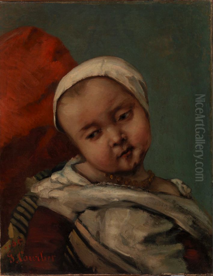 Head of Baby Oil Painting by Gustave Courbet