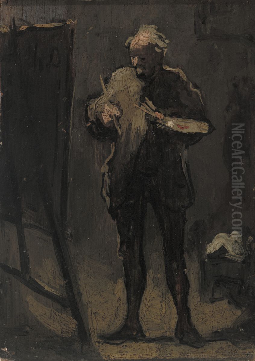 The Painter in Front of His Painting (Le Peintre devant son tableau) Oil Painting by Honore Daumier