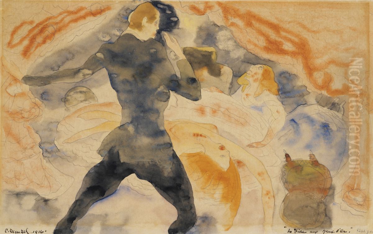The Girl with the Golden Eyes (La Fille aux yeux d'or) Oil Painting by Charles Demuth