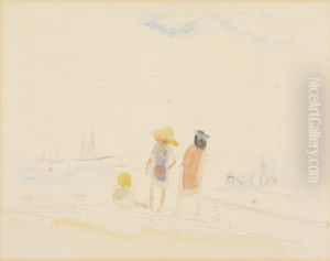 Two Women and Child on Beach
