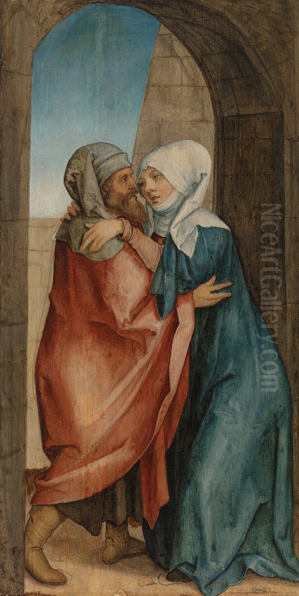 Meeting of Joachim and Anna at the Golden Gate Oil Painting by Hans von Kulmbach
