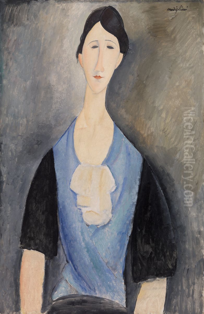 Young Woman in Blue (Giovane donna in azzurro) Oil Painting by Amedeo Modigliani