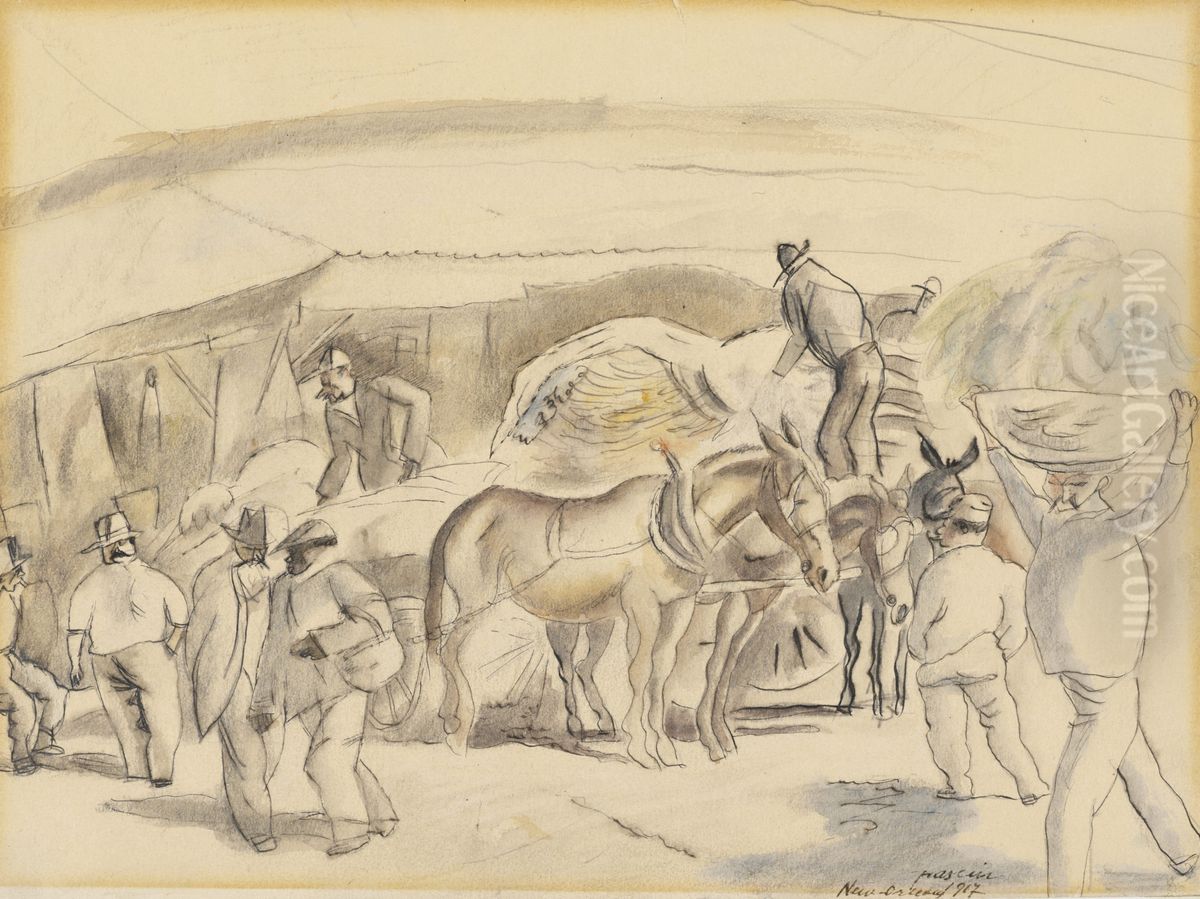 Harvesters Oil Painting by Jules Pascin