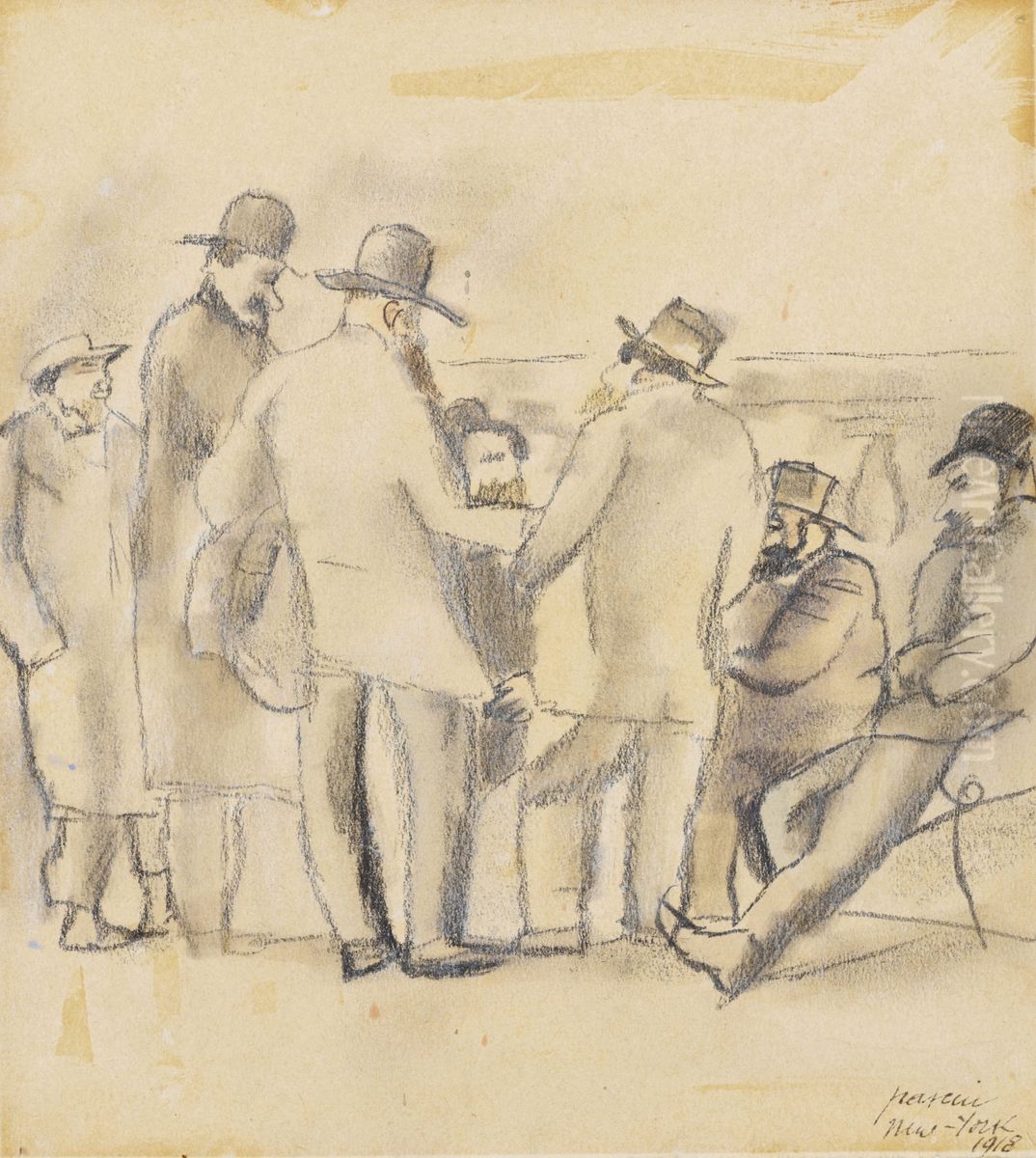 Group of Men, New York Oil Painting by Jules Pascin
