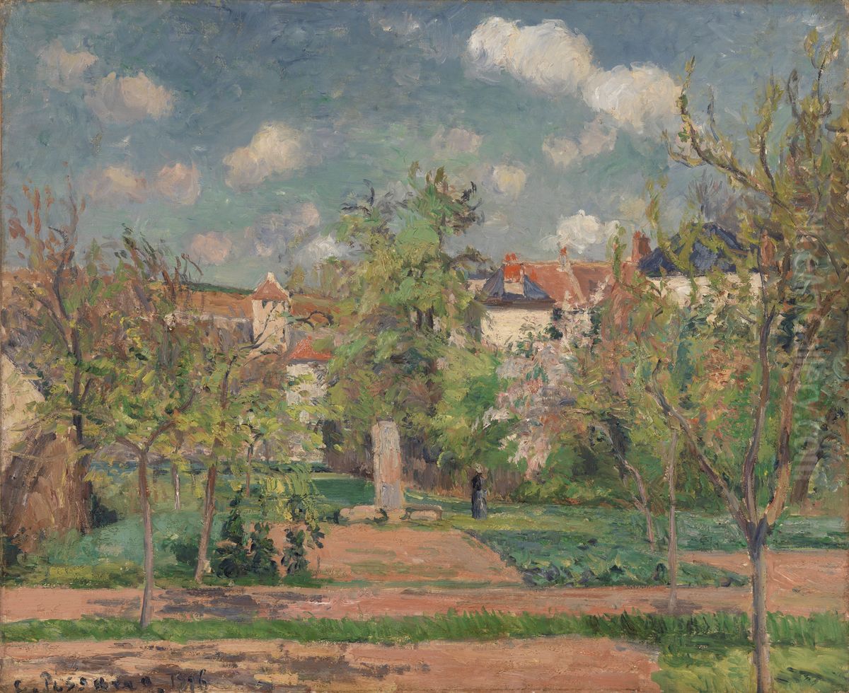 Garden in Full Sunlight (Le Jardin au grand soleil, Pontoise) Oil Painting by Camille Pissarro