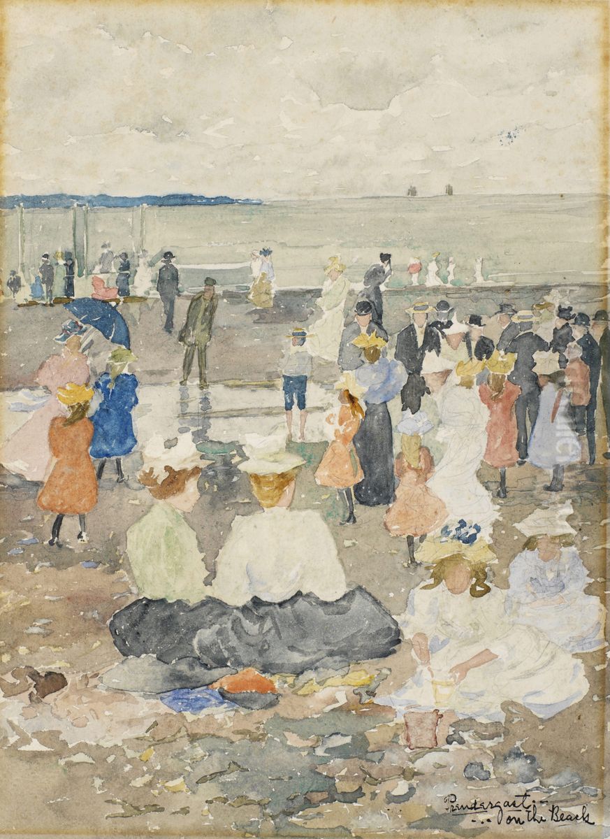 On the Beach Oil Painting by Maurice Prendergast