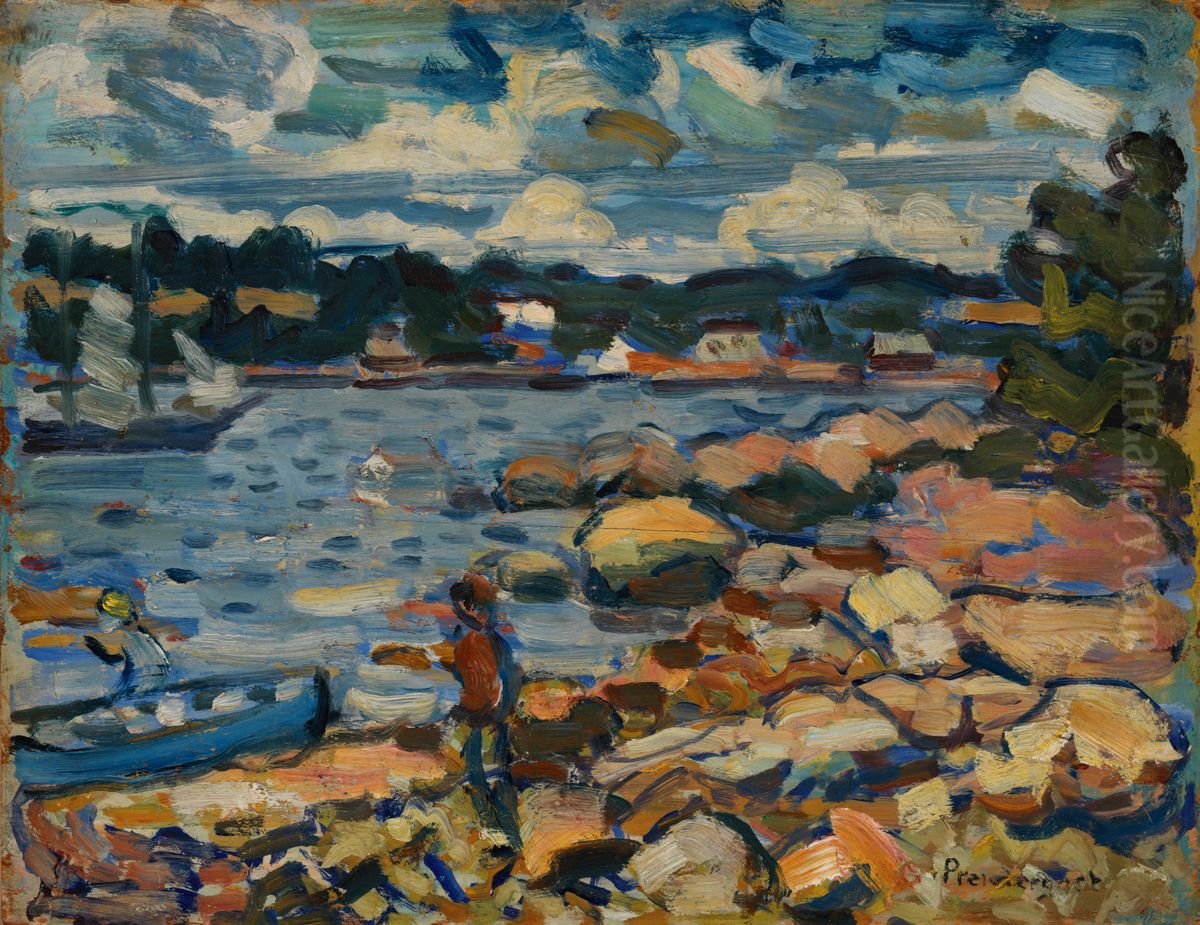 Brooksville, Maine (River & Rocks) Oil Painting by Maurice Prendergast