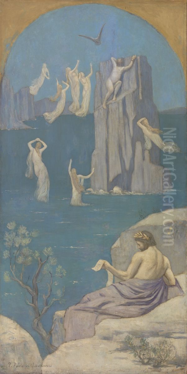 Dramatic Poetry (Aeschylus) Oil Painting by Pierre Puvis de Chavannes