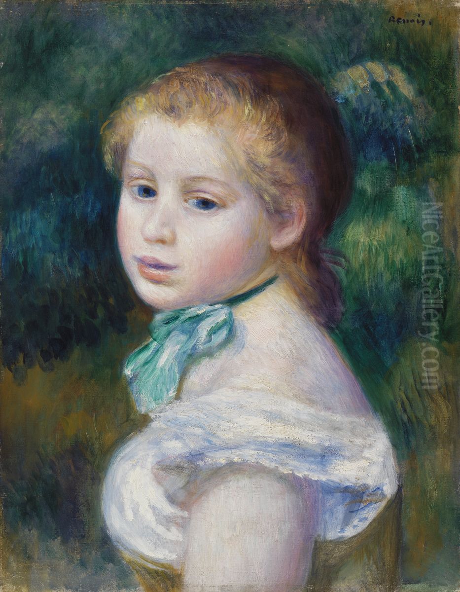 Head of Young Girl (Tete de jeune fille) Oil Painting by Pierre Auguste Renoir