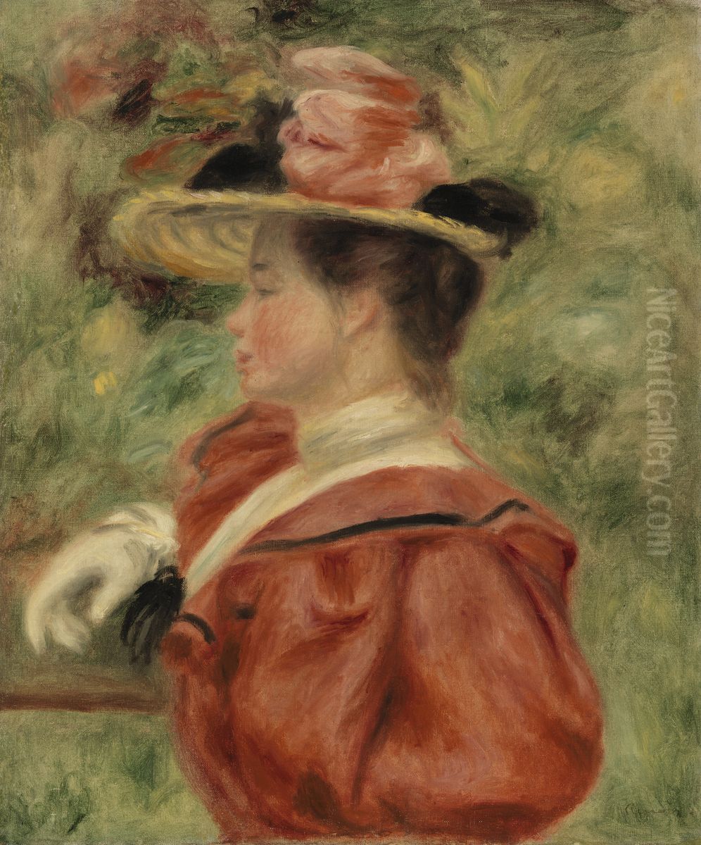 Woman with Glove (Femme au gant) Oil Painting by Pierre Auguste Renoir