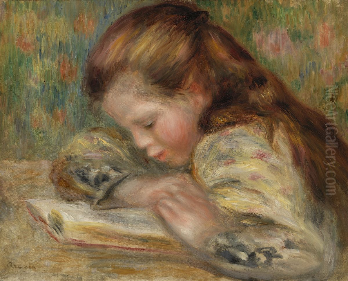 Child Reading (Enfant lisant) Oil Painting by Pierre Auguste Renoir