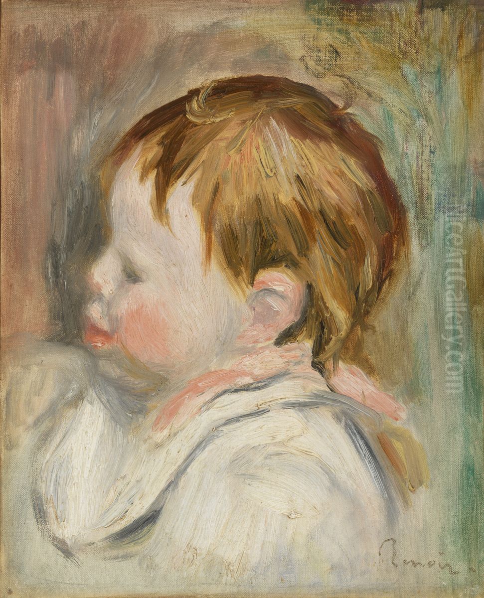 Baby's Head (Tete d'enfant, profil a gauche) Oil Painting by Pierre Auguste Renoir