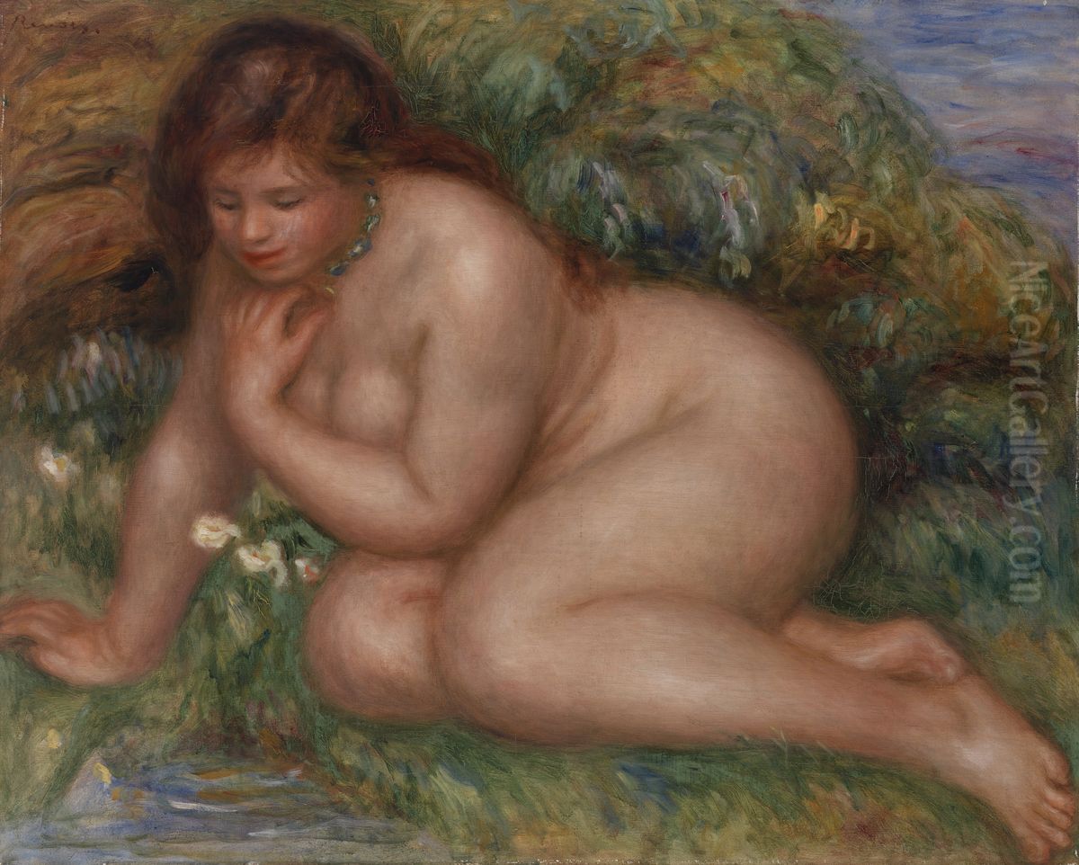 Bather Gazing at Herself in the Water (Baigneuse se mirant dans l'eau) Oil Painting by Pierre Auguste Renoir