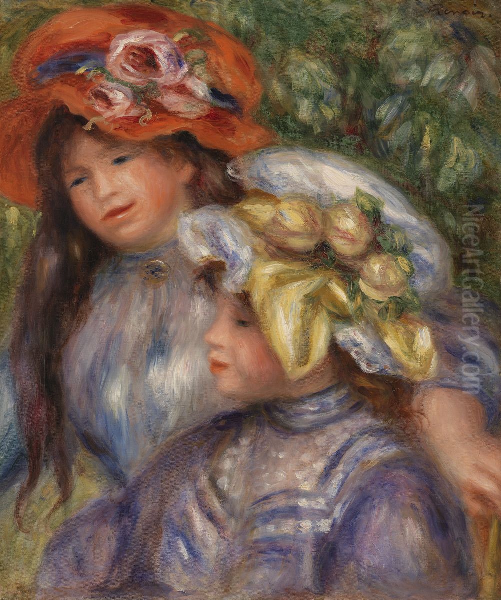 Two Girls (Deux fillettes) Oil Painting by Pierre Auguste Renoir