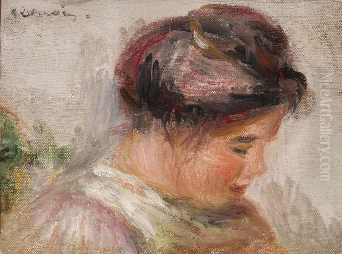 Head of Young Girl (Tete de jeune fille) Oil Painting by Pierre Auguste Renoir