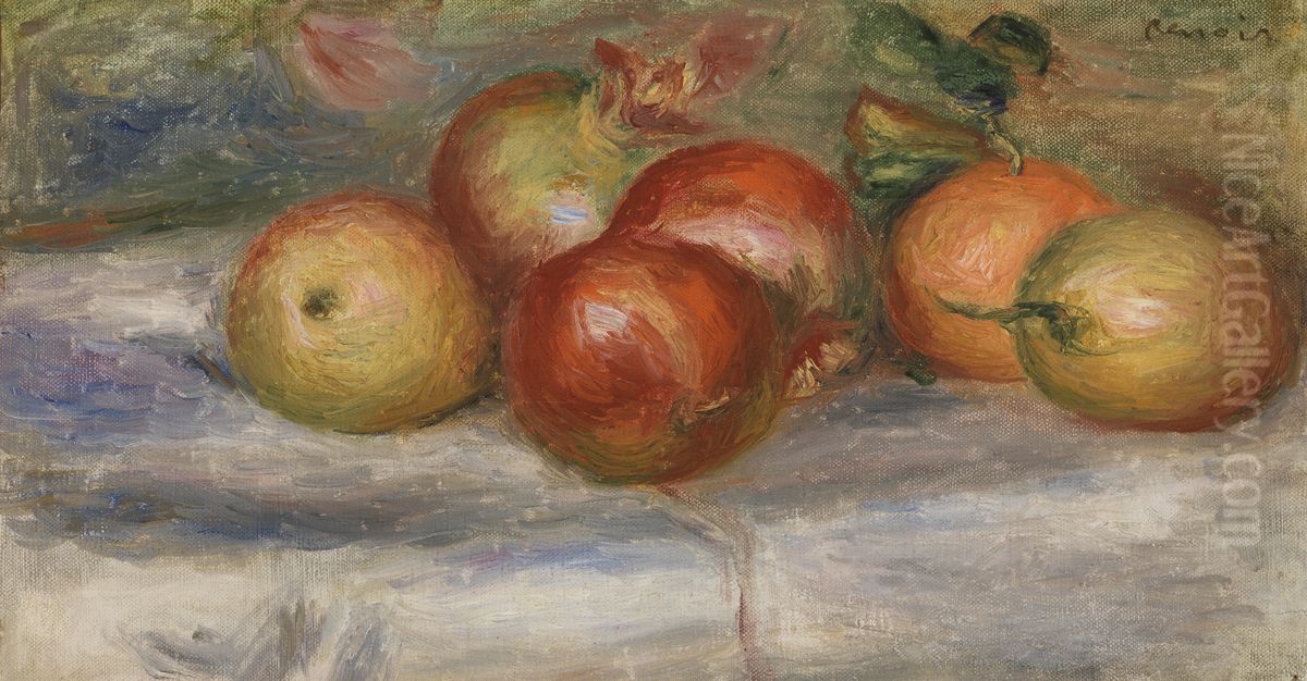 Apples, Orange, and Lemon (Pommes, oranges et citrons) Oil Painting by Pierre Auguste Renoir