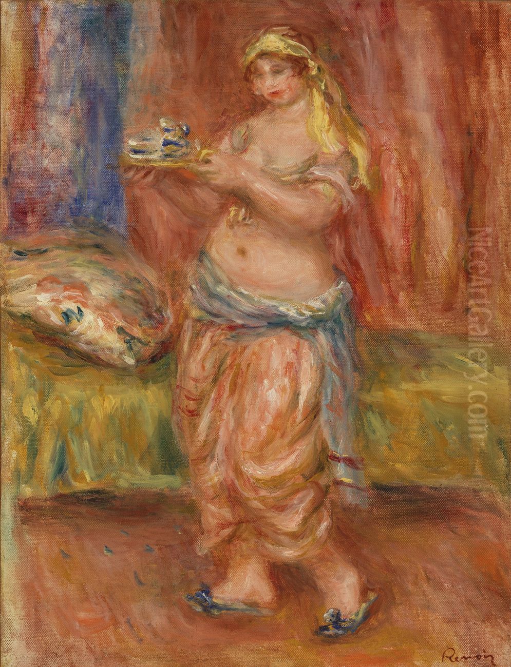 Odalisque with Tea Set (Odalisque a la theiere) Oil Painting by Pierre Auguste Renoir