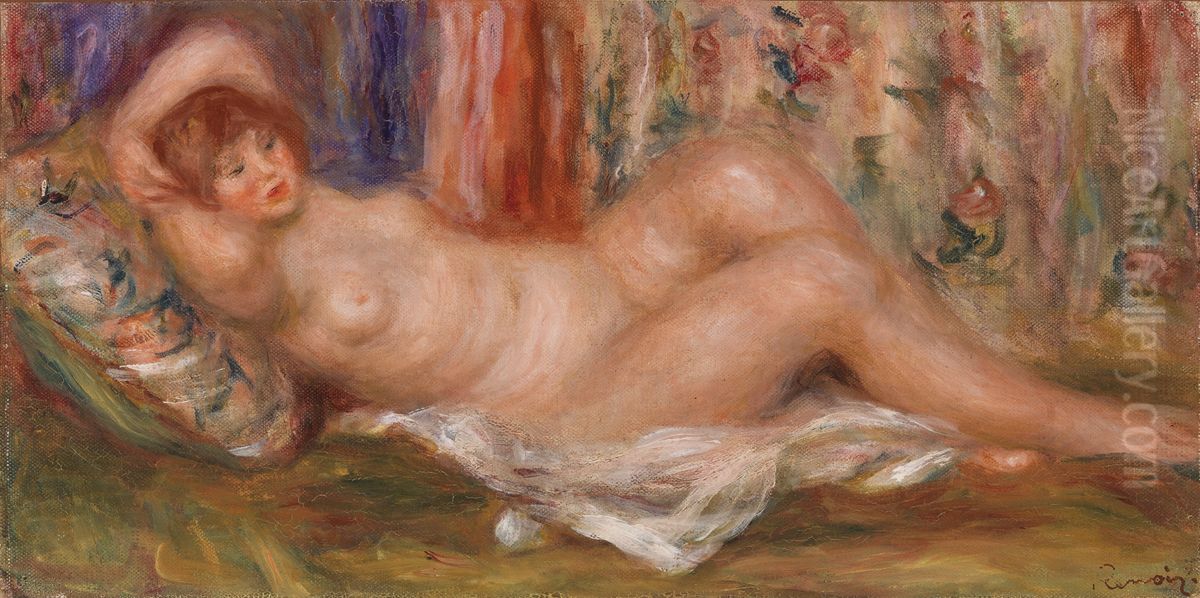 Nude Woman Reclining (Femme nue couchee sur le dos) Oil Painting by Pierre Auguste Renoir