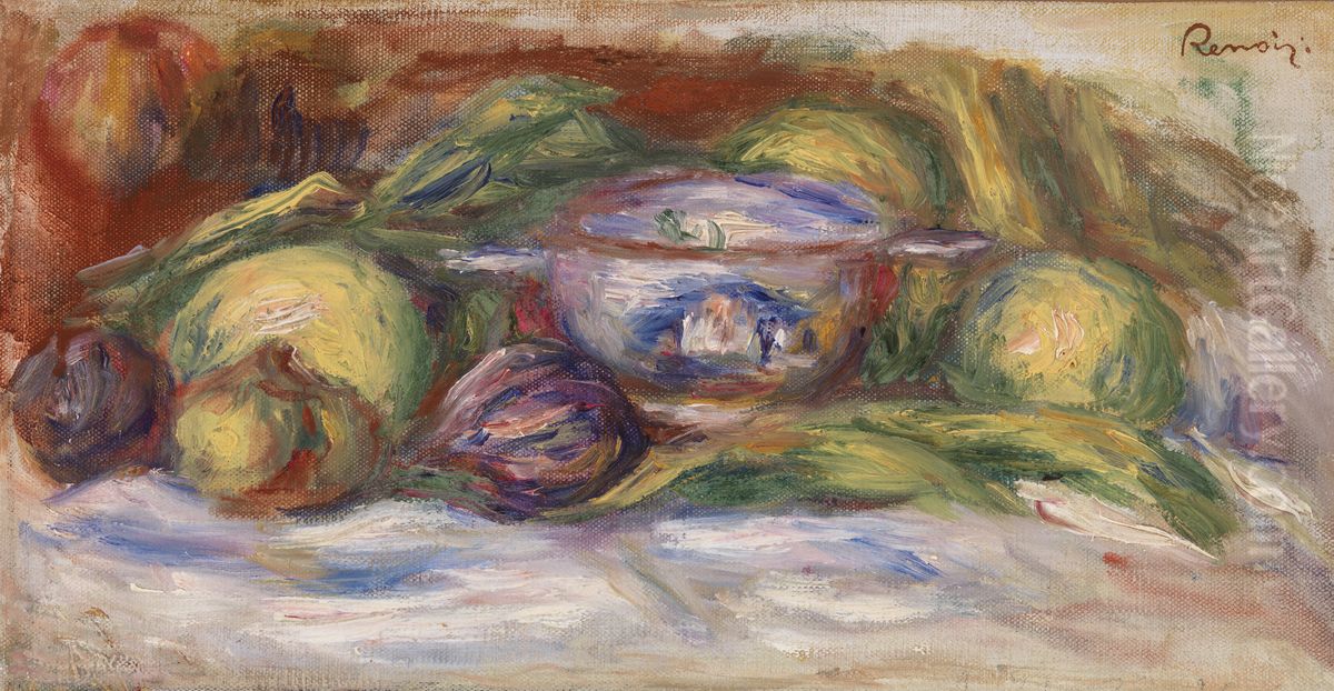 Bowl, Figs, and Apples (Ecuelle, figues et pommes) Oil Painting by Pierre Auguste Renoir