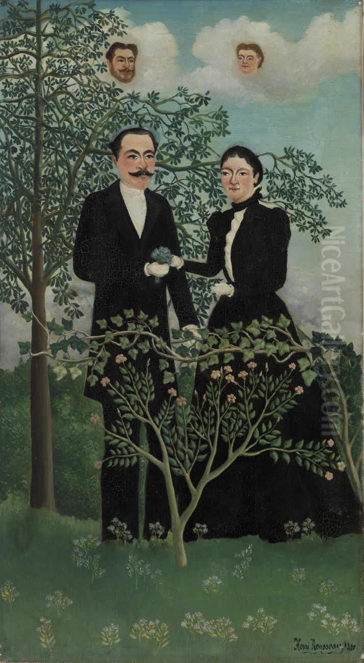 The Past and the Present, or Philosophical Thought (Le Passe et le present, ou Pensee philosophique) Oil Painting by Henri Julien Rousseau