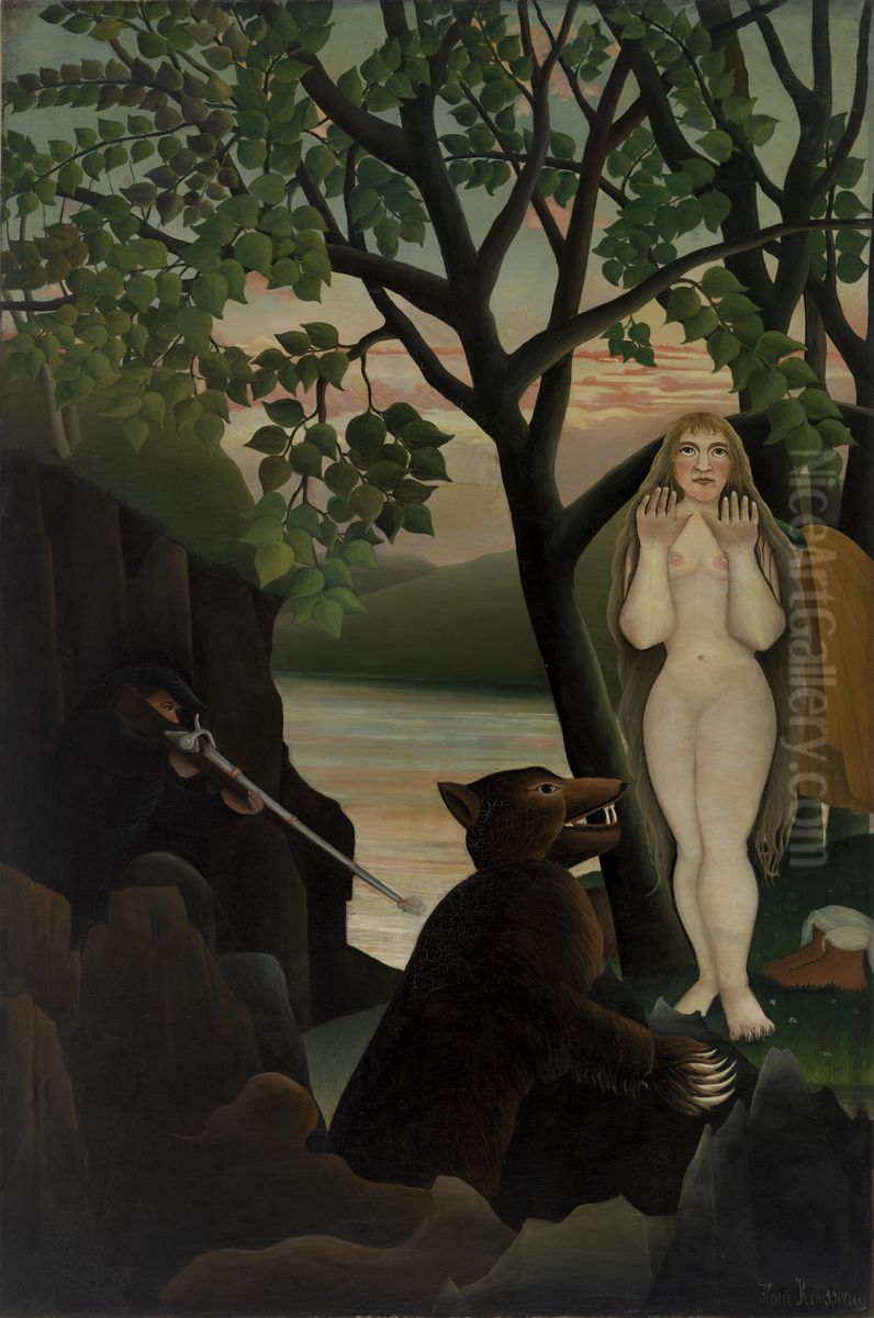 Unpleasant Surprise (Mauvaise surprise) Oil Painting by Henri Julien Rousseau