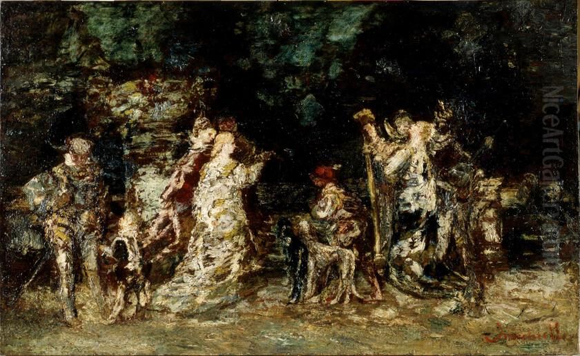 The Concert Oil Painting by Adolphe Joseph Thomas Monticelli