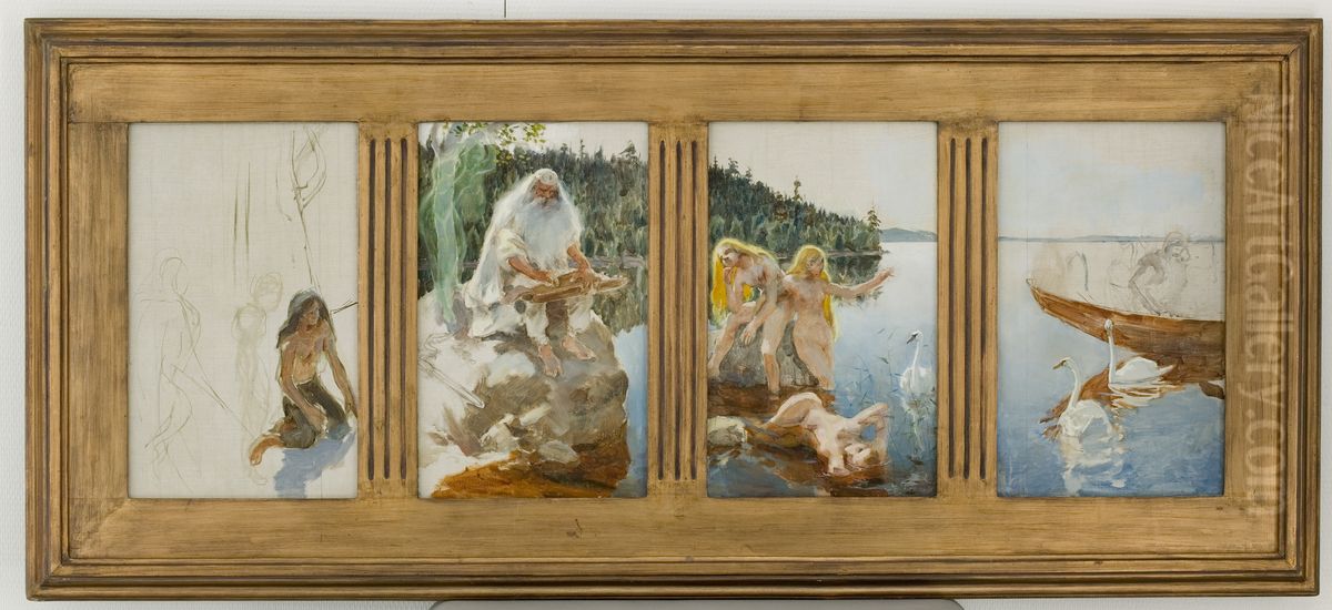 Vainamoinen playing Oil Painting by Akseli Valdemar Gallen-Kallela
