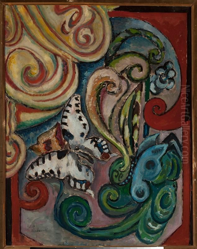 Flowers and butterflies Oil Painting by Tytus Czyzewski