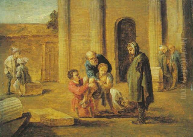 Tobit and the Dead Israelite (after Domenico Fetti) Oil Painting by David Teniers the Younger