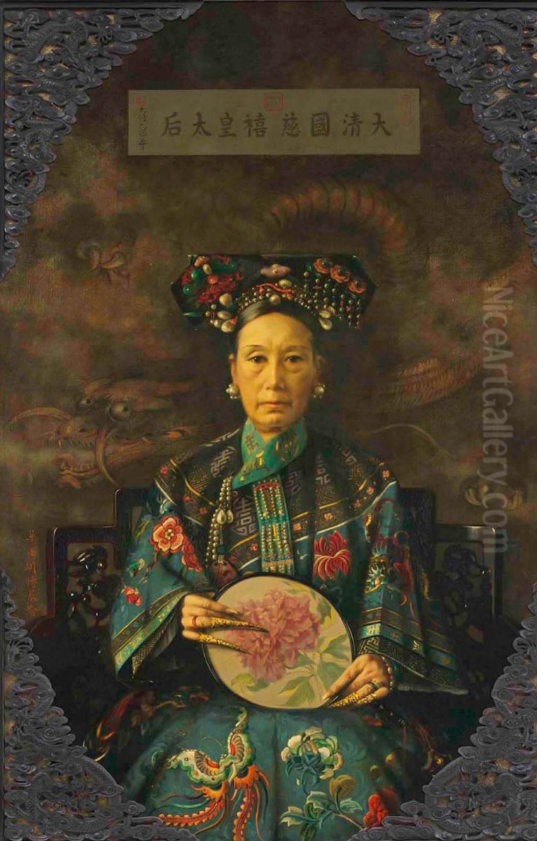 Empress Dowager Cixi Oil Painting by Hubert Vos