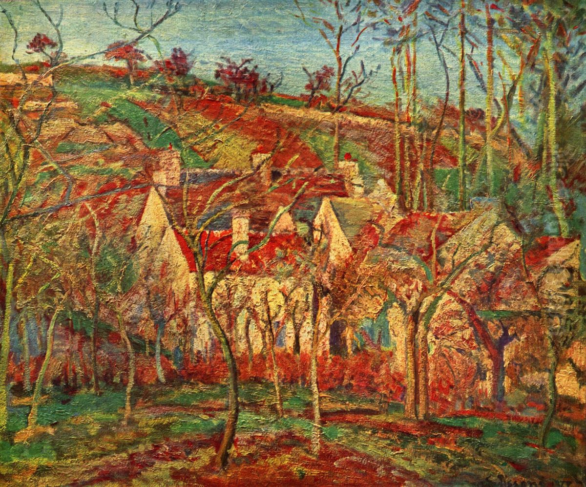 The red roofs Oil Painting by Camille Pissarro