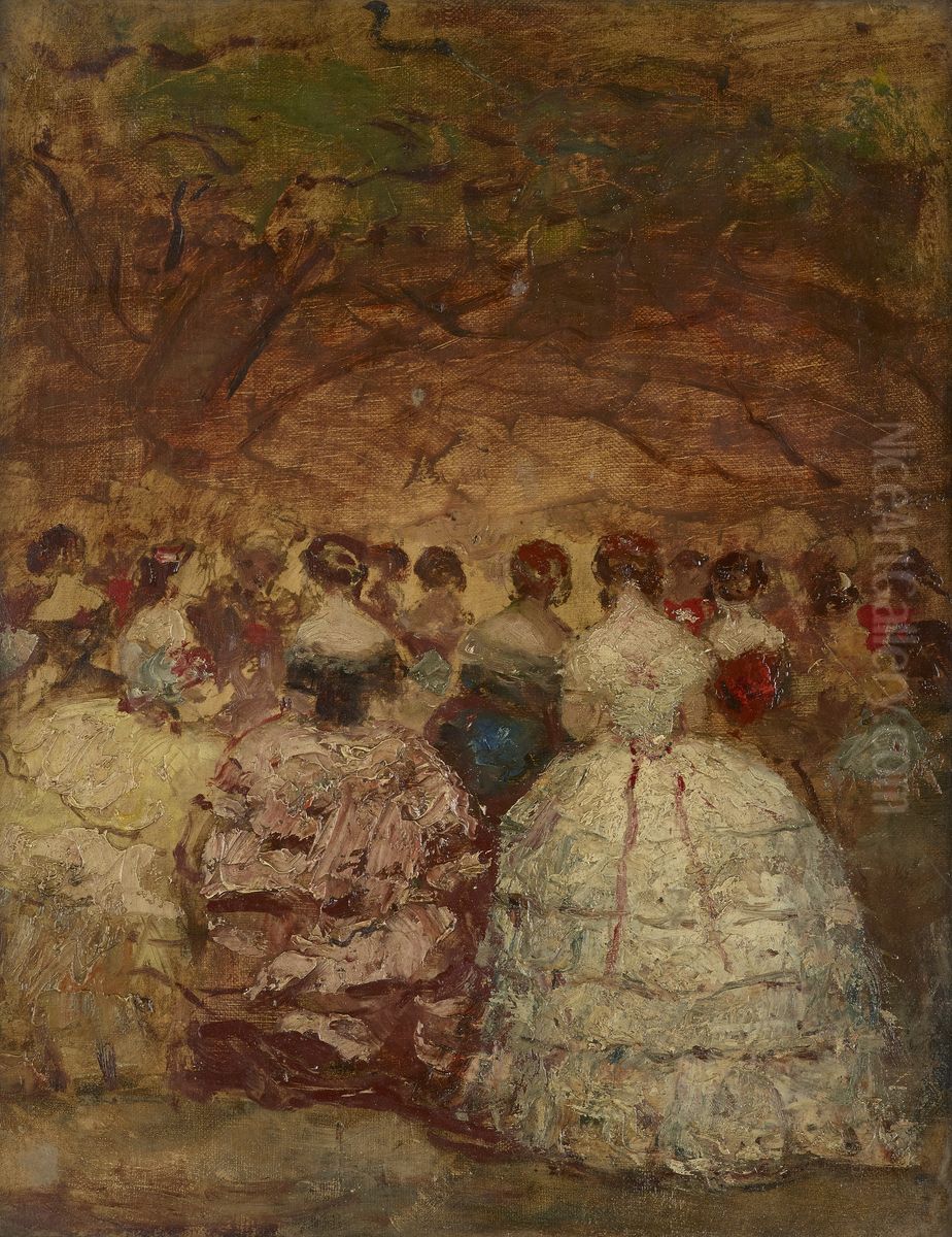 A Fete at the Tuileries Oil Painting by Adolphe Joseph Thomas Monticelli