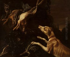 Dog attacking a cat.